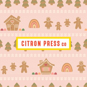 Christmas Seamless File Boho Gingerbread House Digital Paper Commercial Use, Holiday Seamless Pattern for Fabric Repeating Pattern Gift Wrap