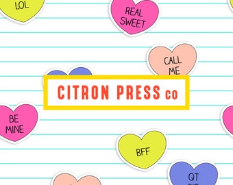 Conversation Hearts Digital Paper, Candy Hearts, Valentines PNG File, Seamless Pattern for Fabric, Instant Digital Download, Commercial Use