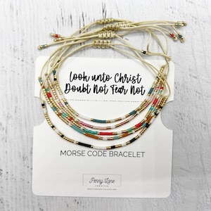 Look Unto Christ Morse Code Bracelet, 2025 LDS Youth Theme, Young Women Gifts, Small Beaded Bracelet, Scripture Bracelet, Doubt Not Fear Not