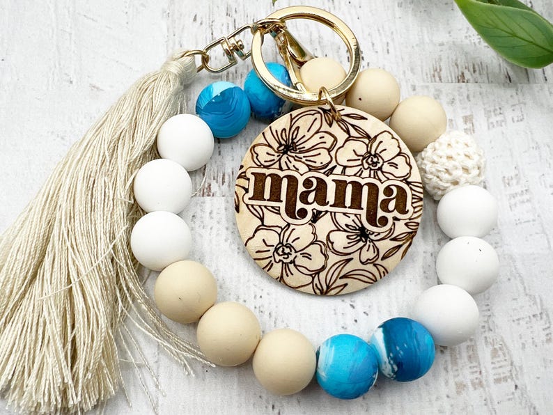 Mama Schlüsselbund Armband, Mama Schlüsselbund, Mama Armband, weiche Perlen, Name Schlüsselbund, ursprüngliche Schlüsselbund, Kinder Namen Armband für Mama, Mama Schmuck Bild 2