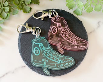 Tennis Shoe Keychain, Walk with Me LDS 2026 Youth Theme, Cowgirl Boot Keychain, Christmas Gift, Moses 6:34, Walk with Jesus, Inspirational
