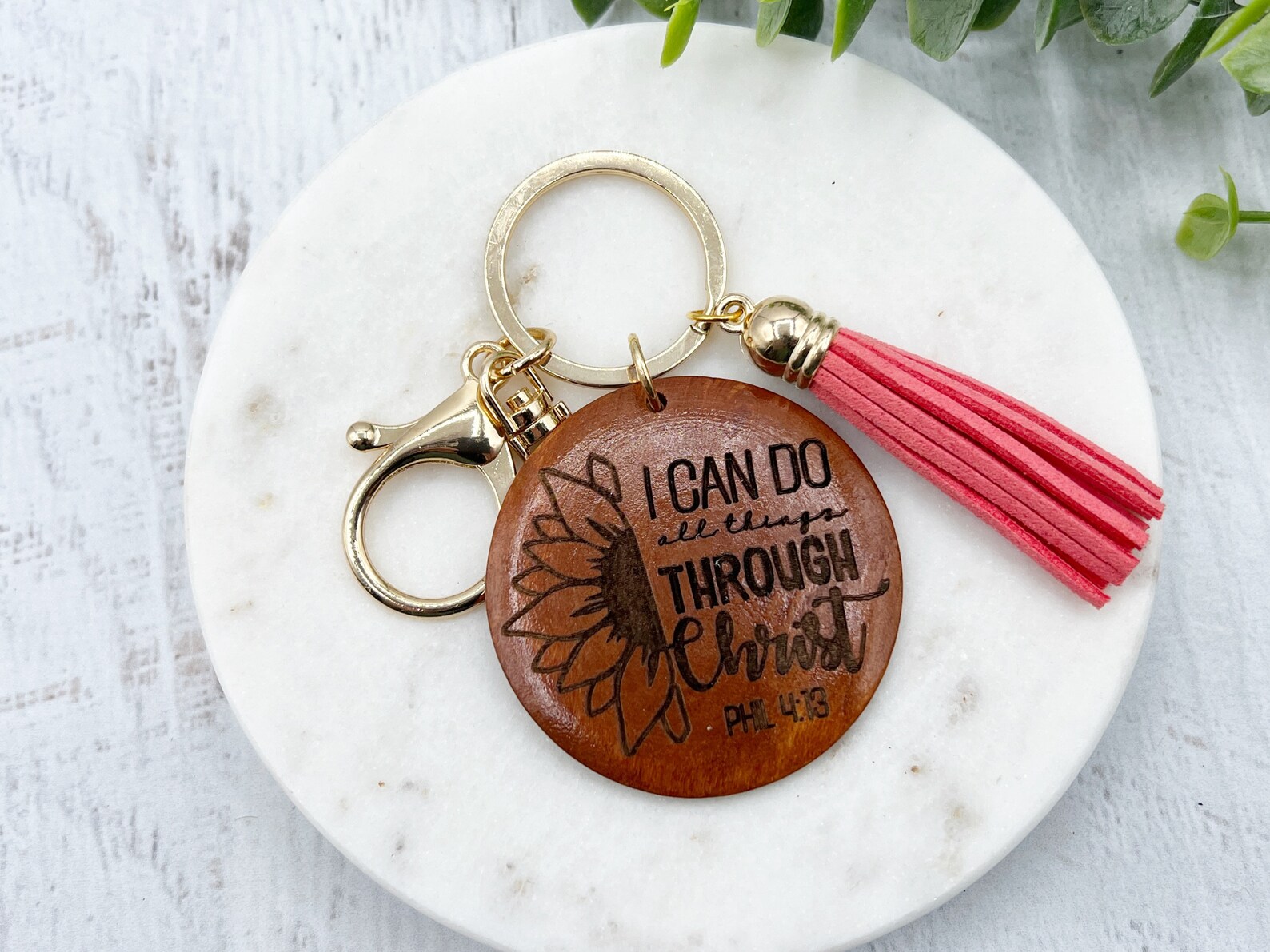 I Can Do All Things Through Christ Wood Scripture Keychain, Strength ...