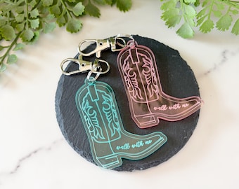 Cowgirl Boot Keychain, Walk with Me LDS 2026 Youth Theme, Tennis Shoe Keychain, Christmas Gift, Moses 6:34, Walk with Jesus, Inspirational