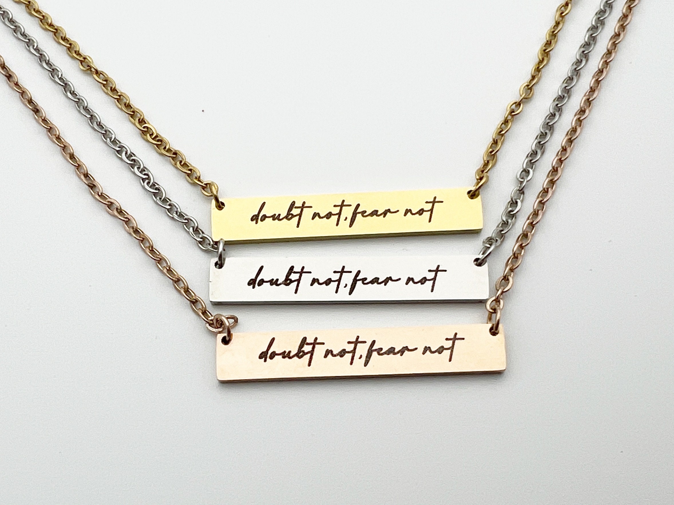 Doubt Not, Fear Not Bar Necklace, LDS Youth Theme 2025, D&C 6 36, Seminary Graduation, Look Unto Christ Scripture Necklace, Girls Camp Gift