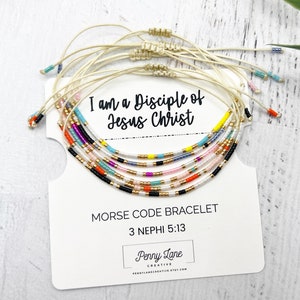 I Am a Disciple of Jesus Christ Bracelet, Morse Code Bracelet, 3 Nephi 5 13, Young Women Gifts, Small Beaded Bracelet, Scripture Bracelet