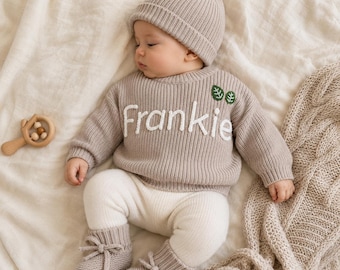 Personalized Name Baby Sweater/Custom Embroidered Baby Knit Sweater/Baby Sweater With Name/Gift For Daughter/Baby Shower Gift/Baby Jumper