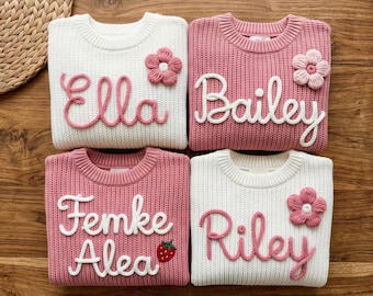 Personalized Name Baby Sweater/Custom Embroidered Baby Knit Sweater/Baby Sweater With Name/Gift For Daughter/Baby Shower Gift/Baby Jumper