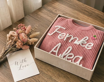 Personalized Name Baby Sweater/Custom Embroidered Baby Knit Sweater/Baby Sweater With Name/Gift For Daughter/Baby Shower Gift/Baby Jumper