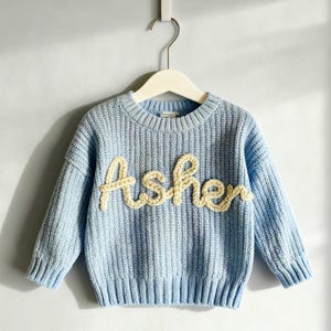 Personalized Name Baby Sweater/Custom Embroidered Baby Knit Sweater/Baby Sweater With Name/Gift For Daughter/Baby Shower Gift/Baby Jumper