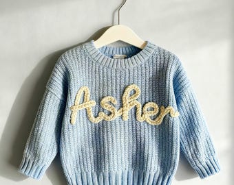 Personalized Name Baby Sweater/Custom Embroidered Baby Knit Sweater/Baby Sweater With Name/Gift For Daughter/Baby Shower Gift/Baby Jumper