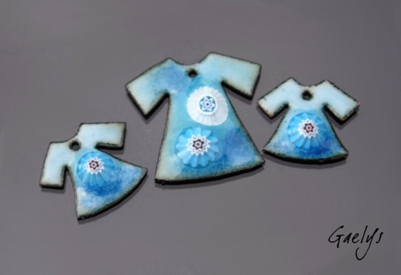 BO plated enamel sky pair blue provence Gaelys charm Enamel on copper mouse