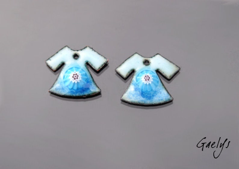 BO plated enamel sky pair blue provence Gaelys charm Enamel on copper mouse