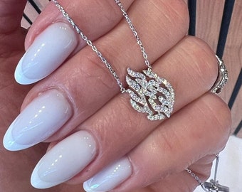 Sterling Silver Breslev Flame Necklace with CZ Stones