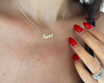 Solid 14k Gold or Sterling Silver 925 Dainty Tiny Name Necklace by OurNameJewelryCo