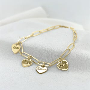 High-Quality Sterling Silver 925 Personalized Heart Charm Bracelet | Personalized Gift for Mom, Sister, Wife | Custom Heart Charm Bracelet