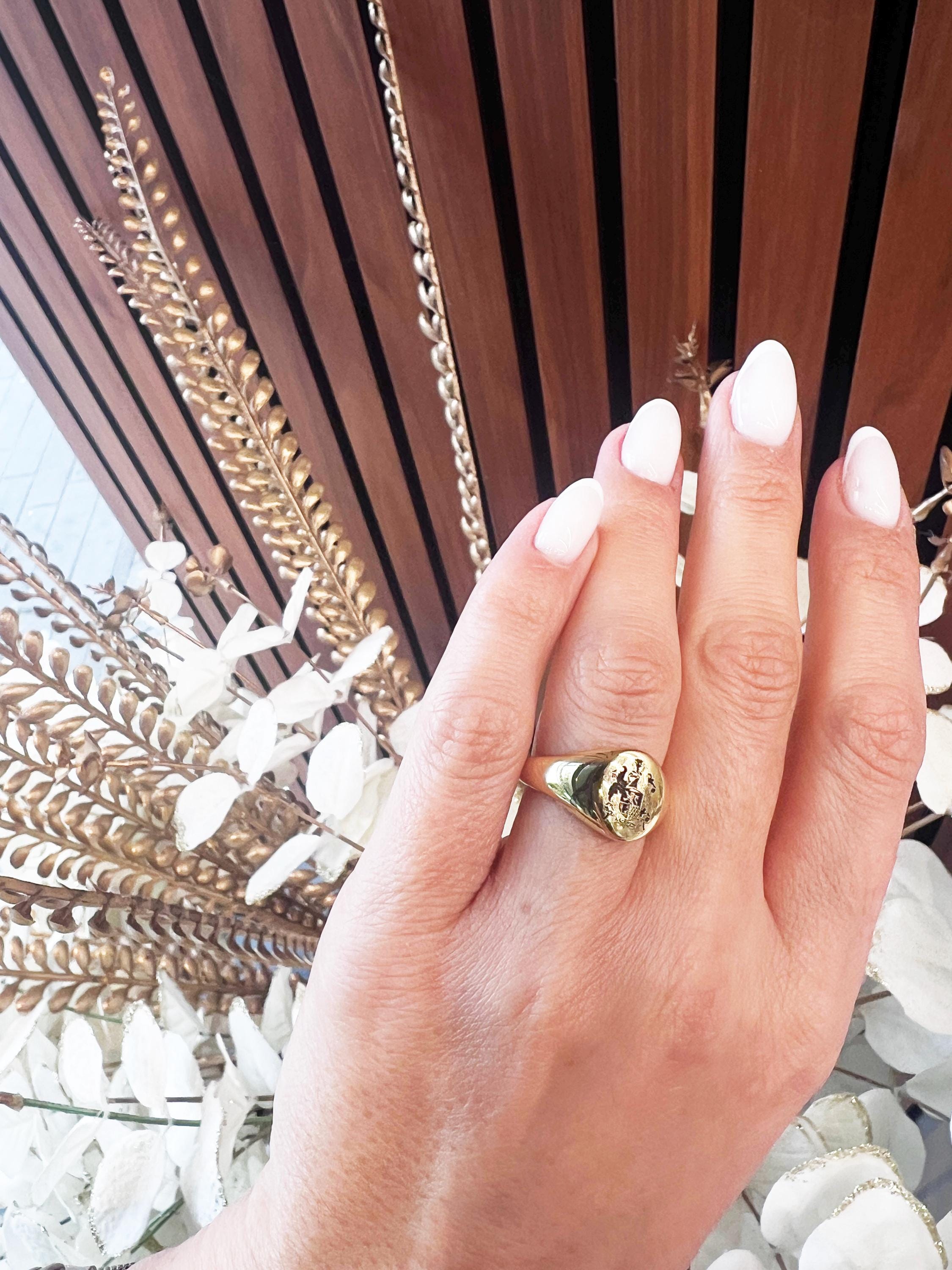 Sterling Silver Family Crest Signet Ring: Personalized Engraved - Main Image