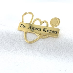 Sterling Silver Personalized Stethoscope Medical ID Pin