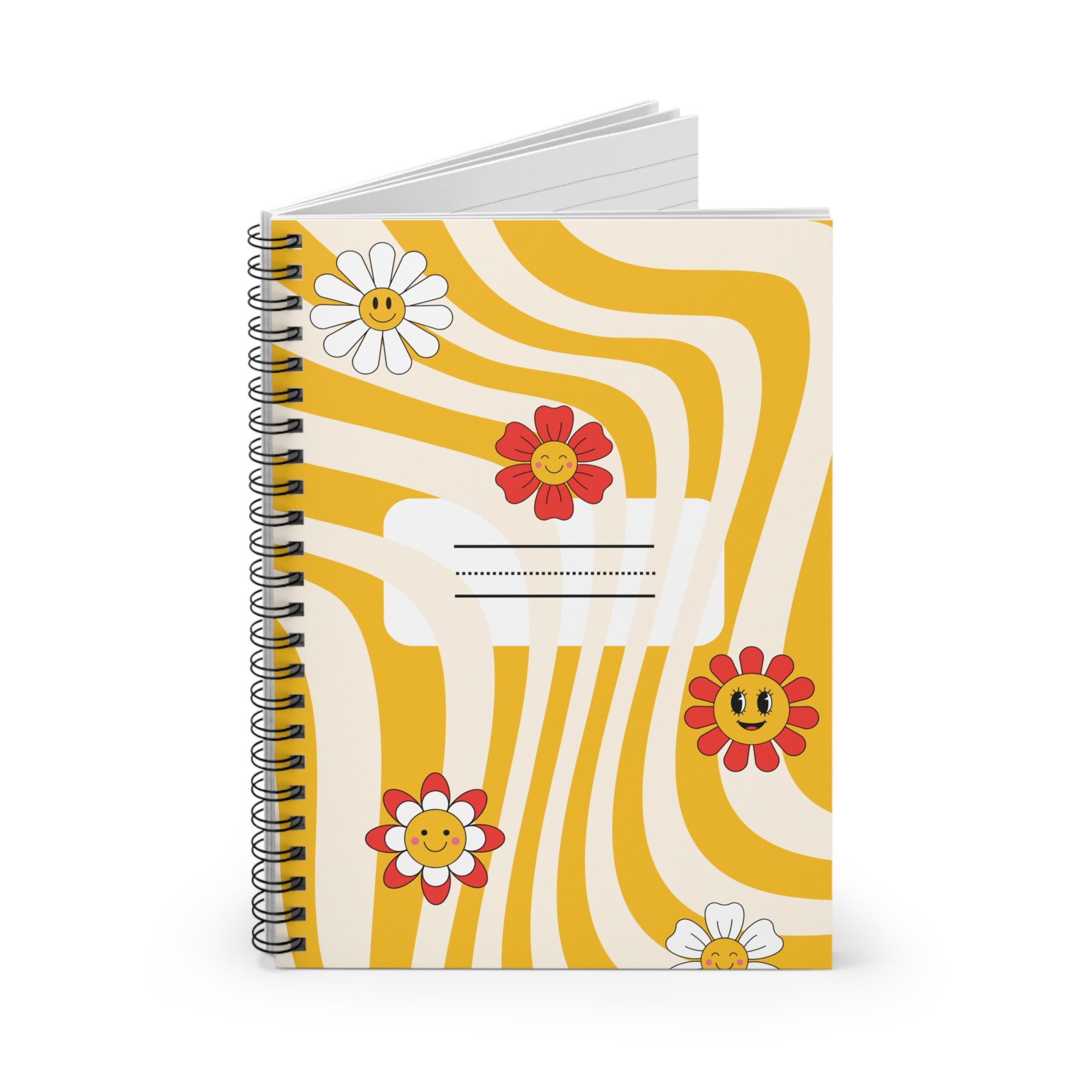 Groovy Spiral Notebook, Back to School Funky Notebook, Cute Flower ...