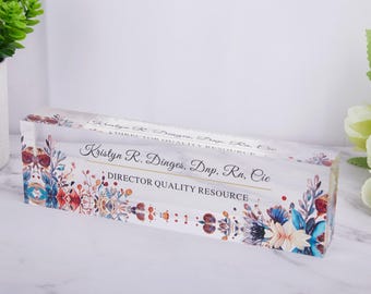 Engraved Acrylic Office Desk Nameplate, Personalized Gift