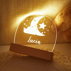 Customized Moon Star Night Light,Personalized Bedroom LED Cloud Decor Sign,Daughter/Son gift Sign /Boy Gift/ Girl Gift,Name Night Light.