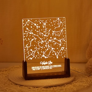 Carte des étoiles personnalisée par date,Veilleuse personnalisée avec carte des étoiles,Veilleuse de carte des étoiles,Ciel nocturne personnalisé par date,Cadeau d'anniversaire de carte des étoiles