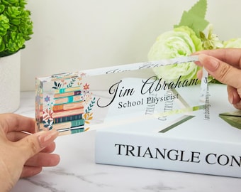 Placa acrílica personalizada con el nombre del profesor, decoración de escritorio