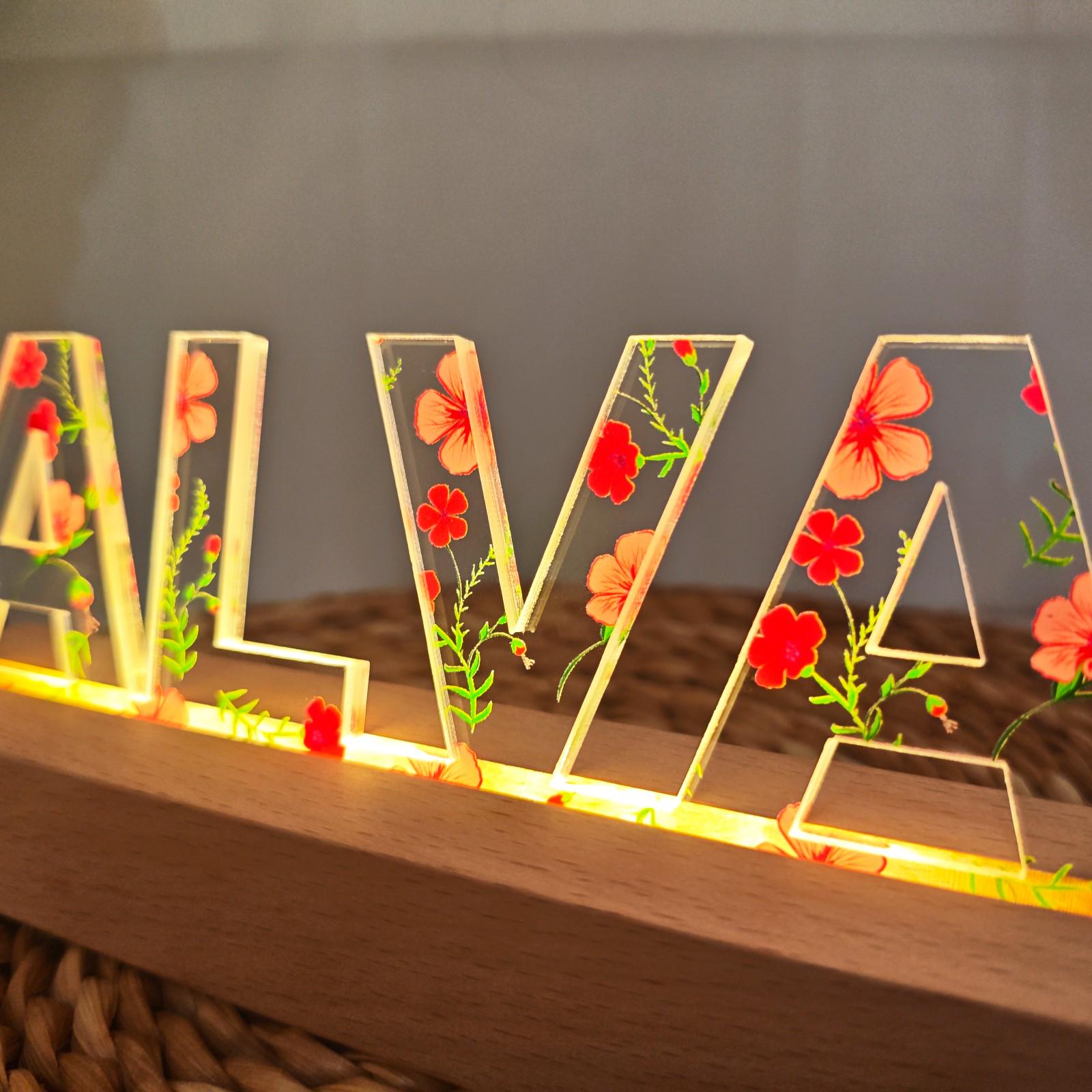 Personalized Floral LED Name Light, Custom Table Decor - Etsy