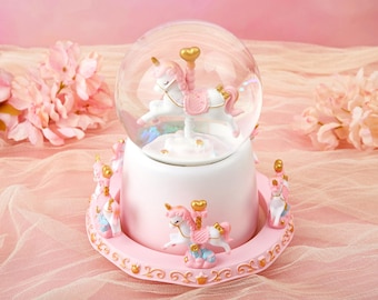 Caja de música carrusel de bola de cristal personalizada, decoración de guardería de herencia