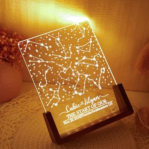 Luce notturna personalizzata con mappa delle stelle, luce notturna con mappa delle stelle, mappa delle costellazioni personalizzata per un giorno speciale, regalo di anniversario con mappa delle stelle.