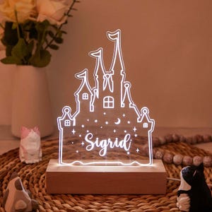 Personalized Princess Castle Night Light - Custom Kids LED Lamp