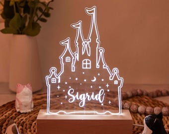Lámpara de noche personalizada con forma de castillo de princesa - Lámpara LED infantil personalizada