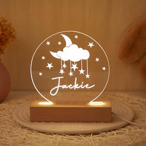Custom Moon and Star Nightlight,Personalized Night Light,Baby Bedroom Night Light,Newborn Gift,Mom Gifts,Nursery Decor.