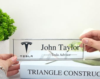 Personalized Acrylic Desk Name Plate, Custom Office Decor, Boss Gift