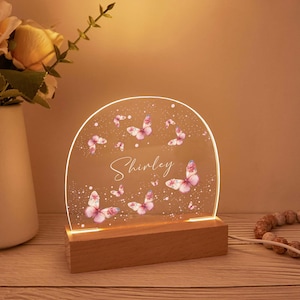 Personalised LED Nursery Lamp, Kids Night Light Gift, Butterfly Light, Birthday Gifts for Kids, Kids Bedroom Nursery Light，Baby Girl Light