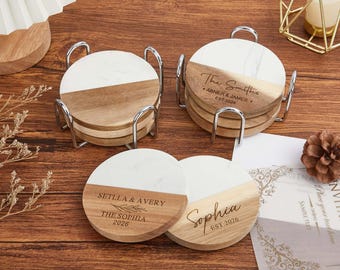 Gepersonaliseerde houten onderzetter, leraarscadeau, jubileumaandenken, kantooronderzetters, kantoorcadeau, cadeau voor echtgenoot, afstudeercadeau