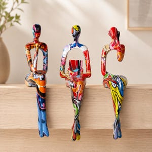 Conjunto de esculturas abstractas hechas a mano, figuras modernas y coloridas, decoración bohemia para escritorio y estantería, regalo único para jefes o para inauguración de casa.