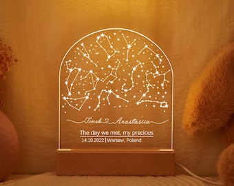 Luz nocturna con mapa estelar personalizado, regalo de constelación personalizado