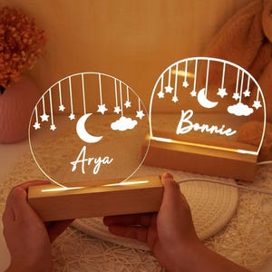 Custom Moon and Star Nightlight,Personalized Clouds Night light With Name,Gift For Kids, Nursery Decor, Bedroom Lamp, Newborn Gift.