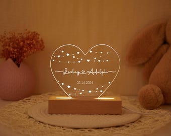 Luz nocturna personalizada para parejas, regalo de San Valentín, regalo de aniversario