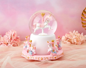 Caja de música de carrusel personalizada, bola de cristal iluminada, regalo para guardar recuerdos