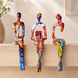 Conjunto de esculturas abstractas, decoración bohemia para el hogar y la oficina, figuras modernas coloridas hechas a mano, regalo único para inauguración de casa, regalo para el jefe