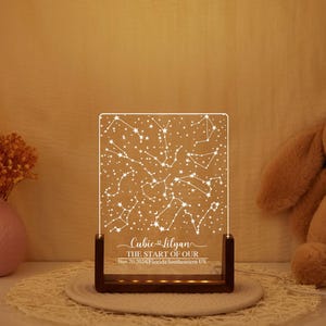 Personalisierte Konstellationskarte Lampe, Sternenkarte Nachtlicht, Geschenk für Freund / Freundin - Sternenkarte Geschenk für Paare, Verlobungsgeschenk.