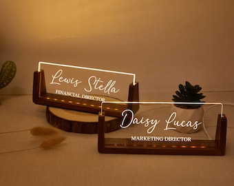 Placa de escritorio acrílica personalizada con luz, regalo de graduación personalizado