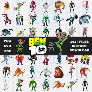 47 Designs Ben 10 SVG PNG PDF Bundle | Alien Hero Vector Art | Omnitrix Clipart for Cricut & Sublimation