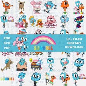 31 Designs Gumball SVG PNG Pdf Bundle | Amazing World of Gumball Characters | Cartoon Clipart Digital Cut Files | Cricut Silhouette DIY Proj