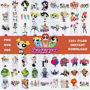 70 Designs Powerpuff Girls SVG PNG Pdf Bundle | Blossom Bubbles Buttercup | Cartoon Network | Cricut Cut Files DIY