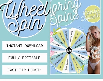OnlyFans Spring Wheel Spin | Boost Tips | Editable Canva Wheel | Digital Spin the Wheel Game for Fans | NSFW Tip Game | Snapchat | Fansly