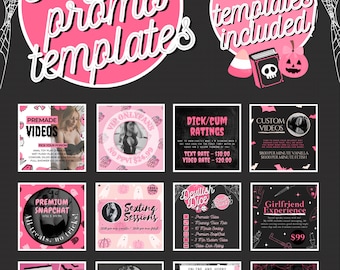 OnlyFans Promo Pink Halloween Graphic Bundle, Tipping Graphics, Editable Posts, Instant Download, SnapChat, Customizable Canva Templates