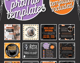 OnlyFans Promo Halloween Graphic Bundle, Tipping Graphics, Editable Posts, Instant Download, SnapChat, Customizable Canva Templates