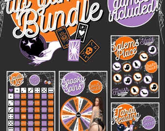 OnlyFans Halloween Tip Game Bundle, Instant Download, Wheel Spin, Dice Game, Board Game, Card Game, Customizable Canva Template, Snapchat